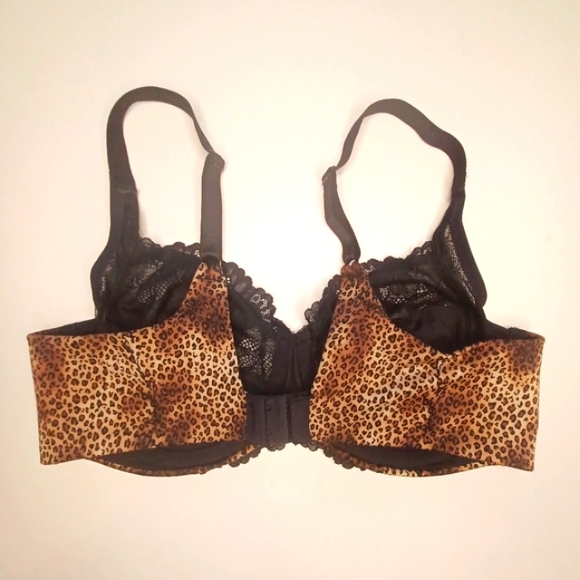 Lilyette Lace Trim Animal Print Unlined Minimizer Bra Sz 38C - Picture 2 of 5
